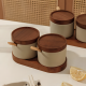 Porcelain Jar Set 2 Pcs & Wooden Stand